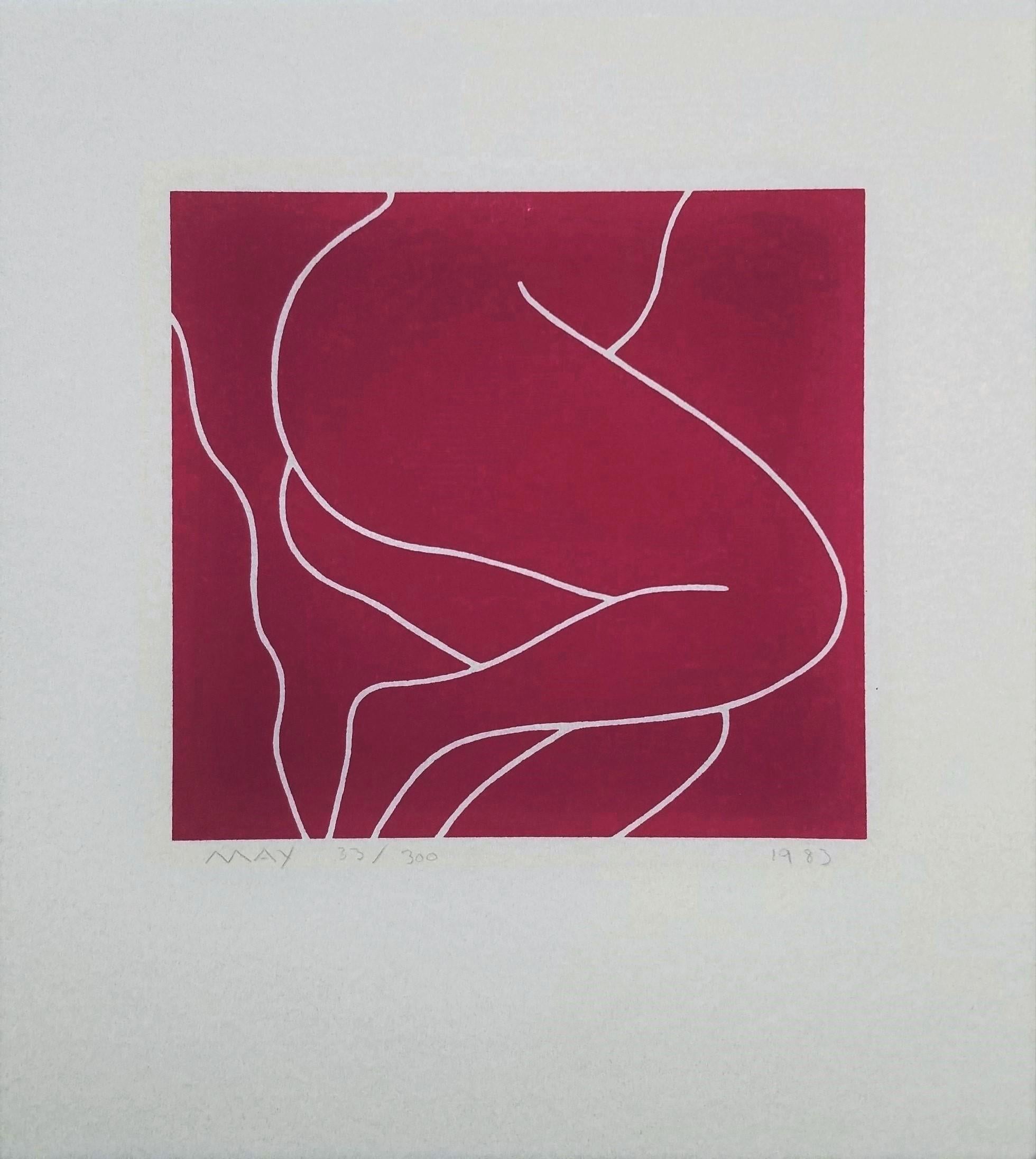 Reclining Nude (Maroon) /// Contemporary Pop Art Screenprint Figurative Legs - Print by Dan May