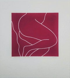 Reclining Nude (Maroon) /// Contemporary Pop Art Screenprint Figurative Legs