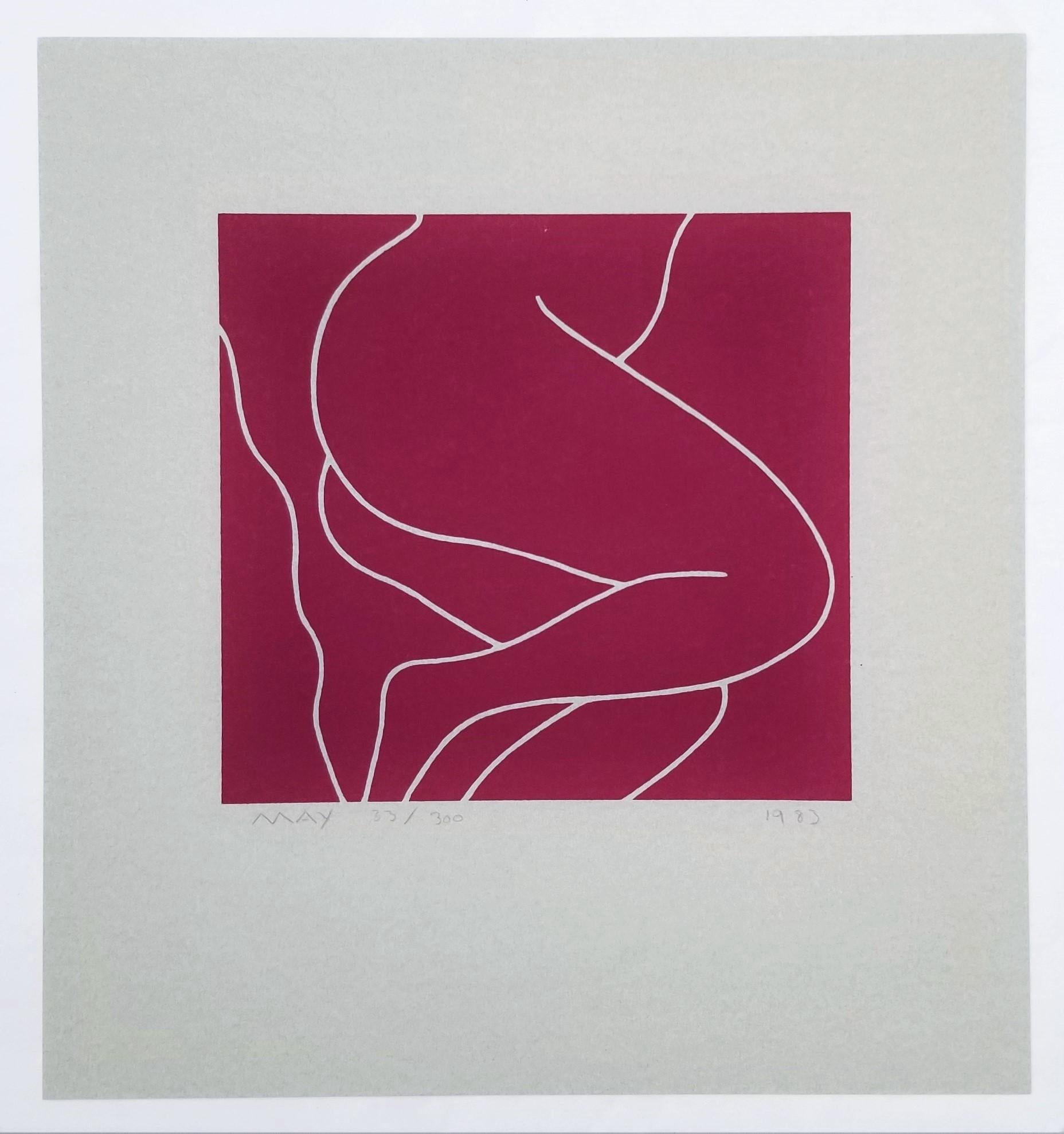 Reclining Nude (Maroon) /// Contemporary Pop Art Screenprint Figurative Legs - Red Nude Print by Dan May