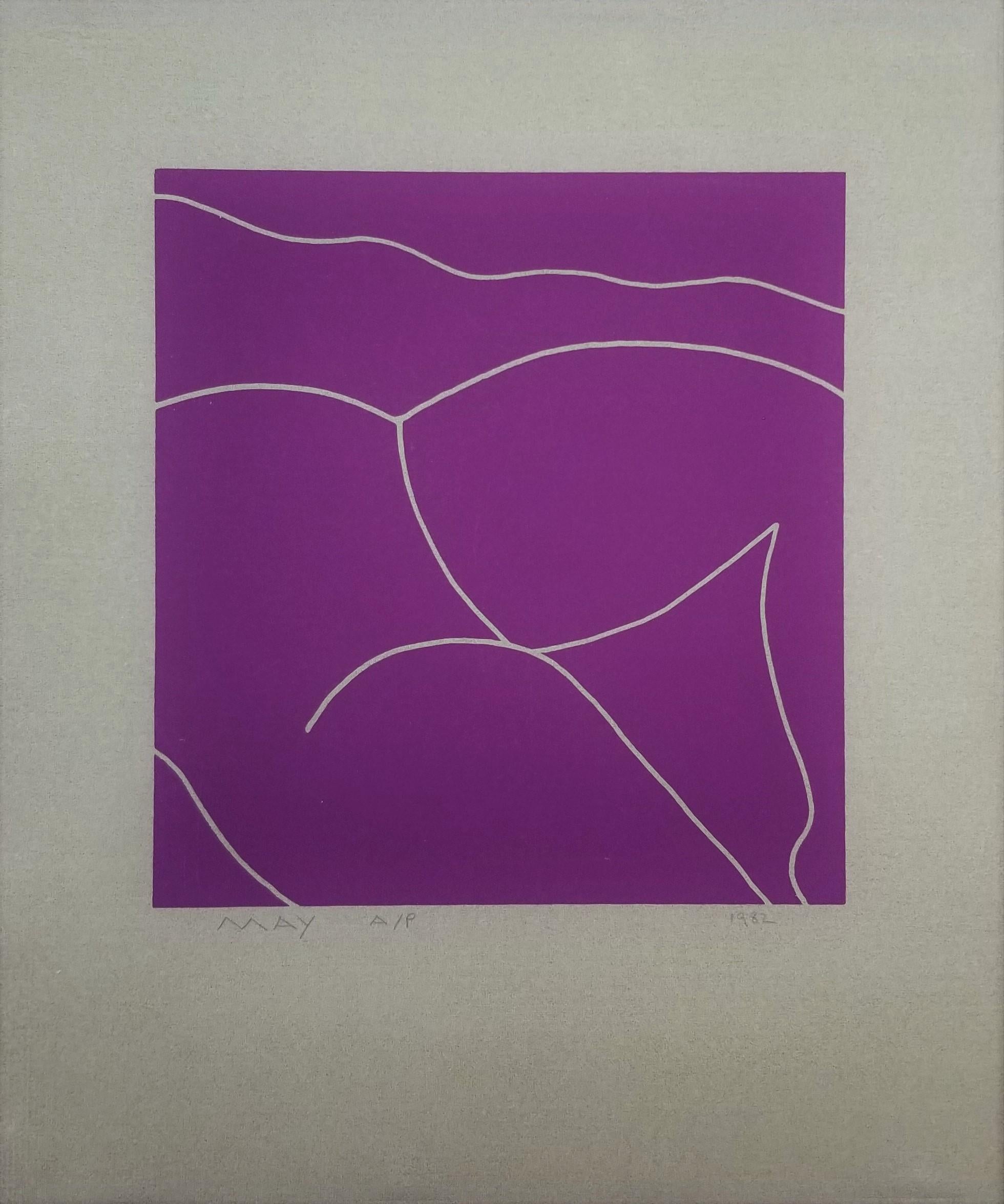 Nudo reclinato (viola) /// Serigrafia contemporanea Street Pop Art Figurativa - Print di Dan May