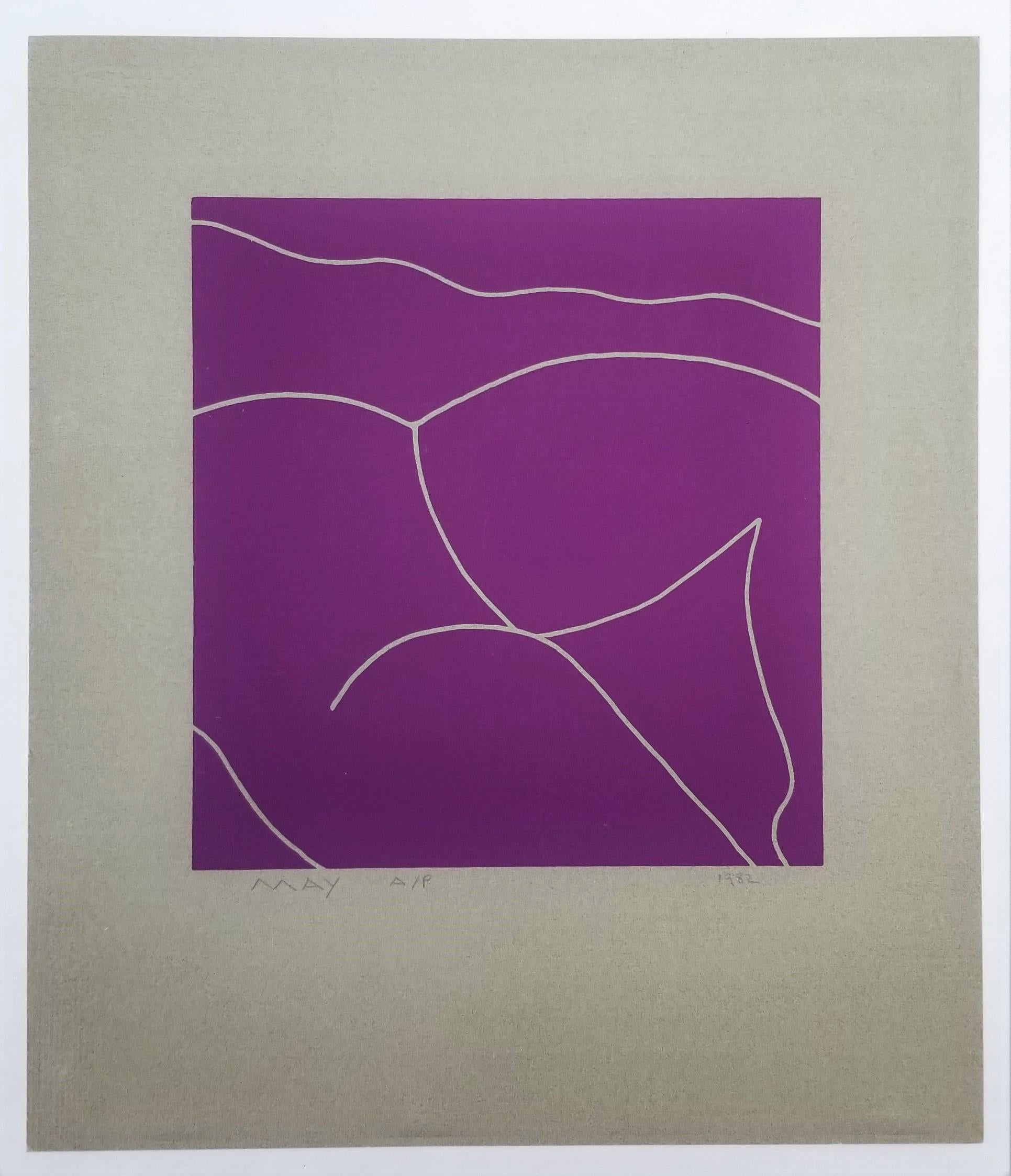 Nudo reclinato (viola) /// Serigrafia contemporanea Street Pop Art Figurativa - Print Contemporaneo di Dan May