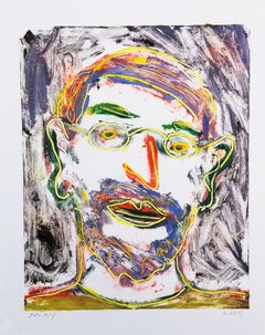 Berkeley Pedestrian /// Contemporary Monoprint Face Portrait Figurative Glasses