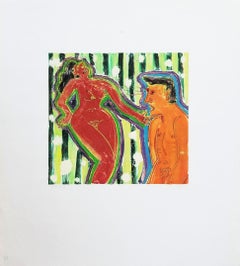 Sex Appeal /// Contemporary Funny Humor Beach Nude Ocean Monoprint Art