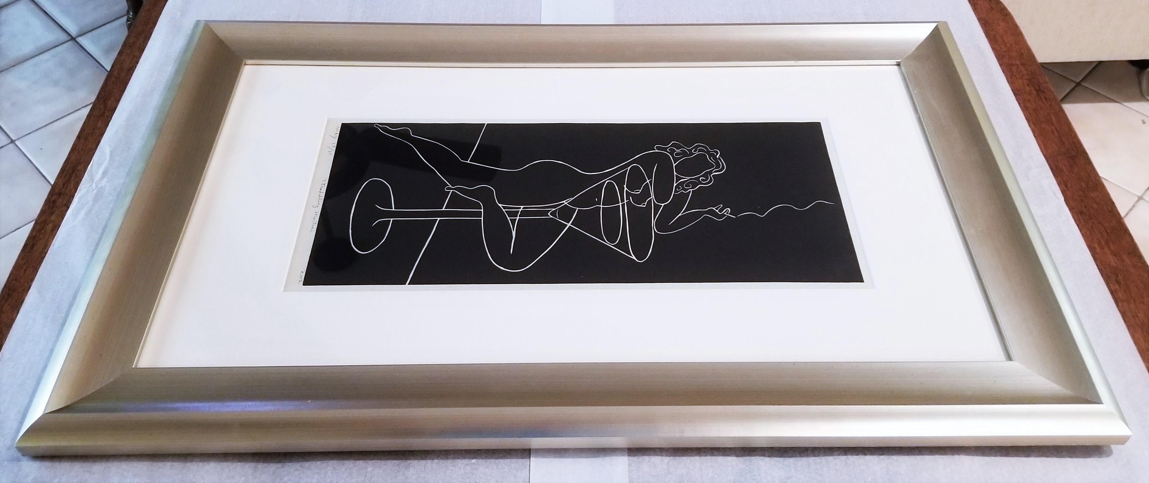 Straddling Martini /// Art Deco Contemporary Screenprint Nude Figurative Alcohol For Sale 6
