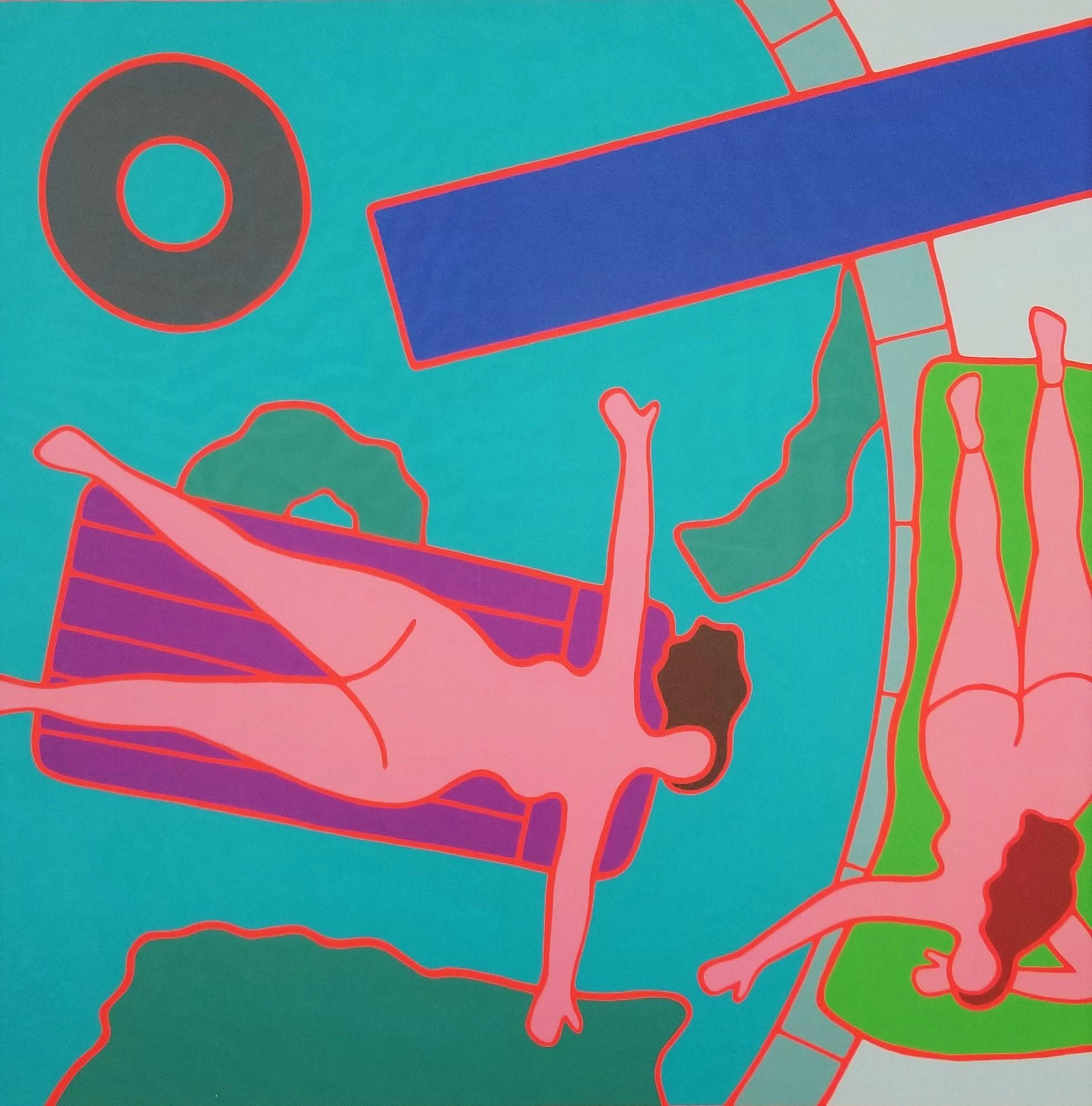 Dan May Nude Print - Sun Therapy /// Contemporary Pop Art Nudes Swimming Pool Figurative Screenprint