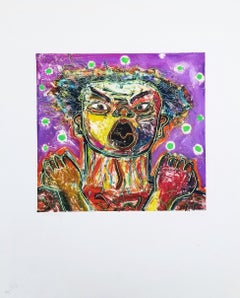 The Scream /// Contemporary Monoprint Portrait Face Figurative Art