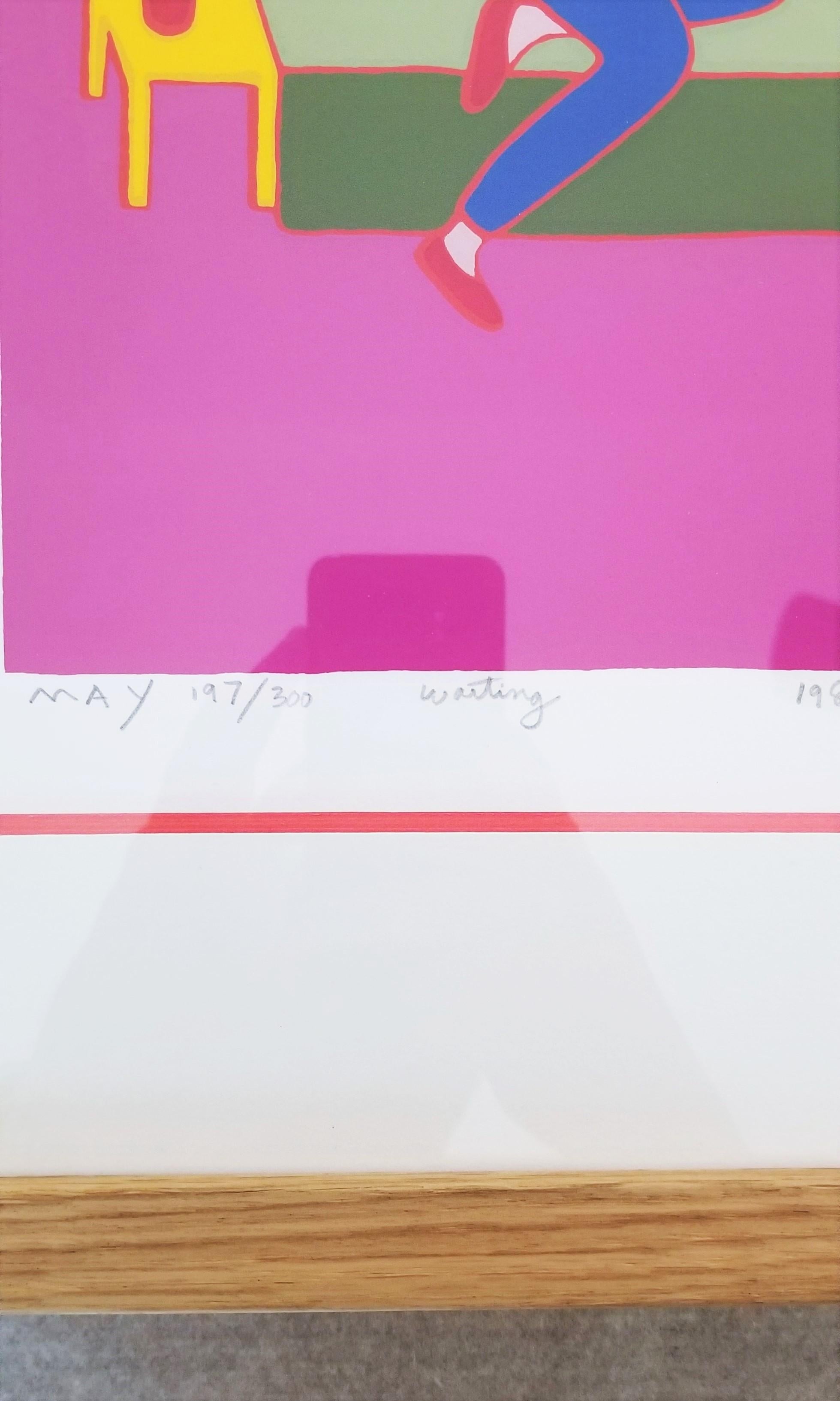 Esperando /// Arte Pop Contemporáneo Interior Sofá Figurativo Serigrafía Colorida en venta 9