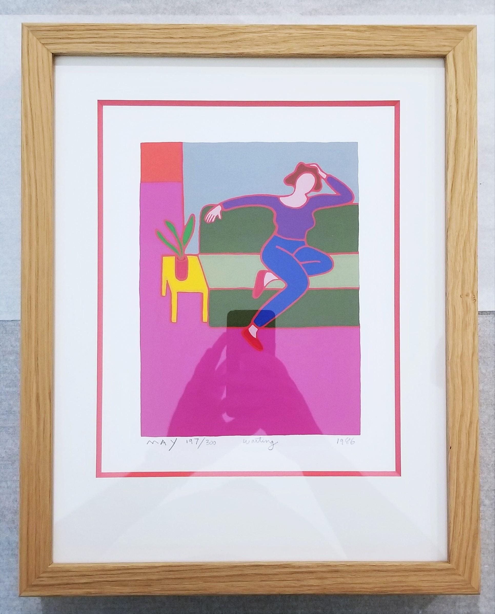 Esperando /// Arte Pop Contemporáneo Interior Sofá Figurativo Serigrafía Colorida en venta 1