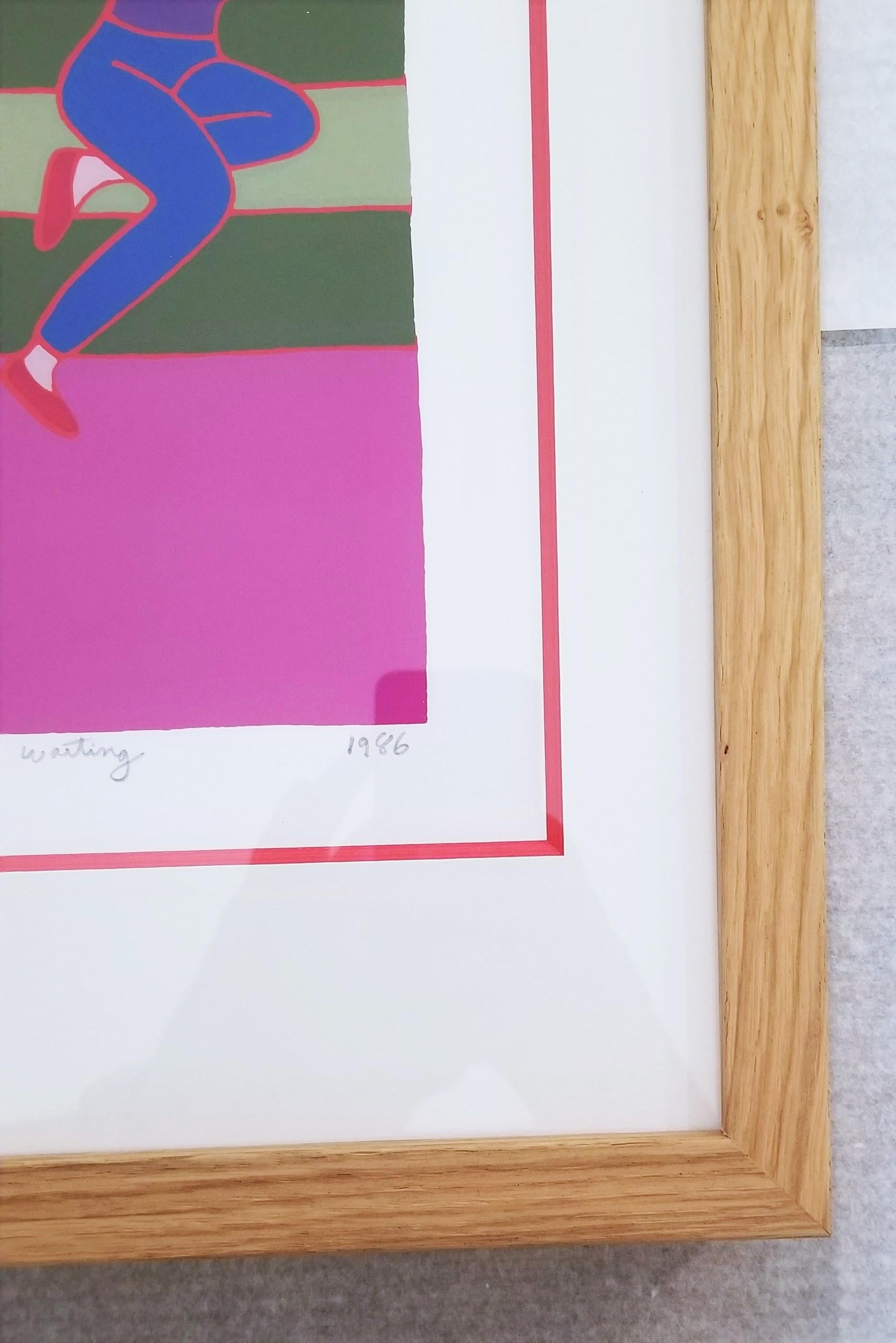 Esperando /// Arte Pop Contemporáneo Interior Sofá Figurativo Serigrafía Colorida en venta 5