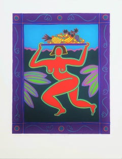 Woman with Fruit /// Contemporary Pop Art Screenprint Nude Food Colorful Art