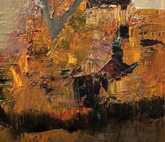 "Expectations" (2024), Abstract Colorful Figurative Oil Painting on Board