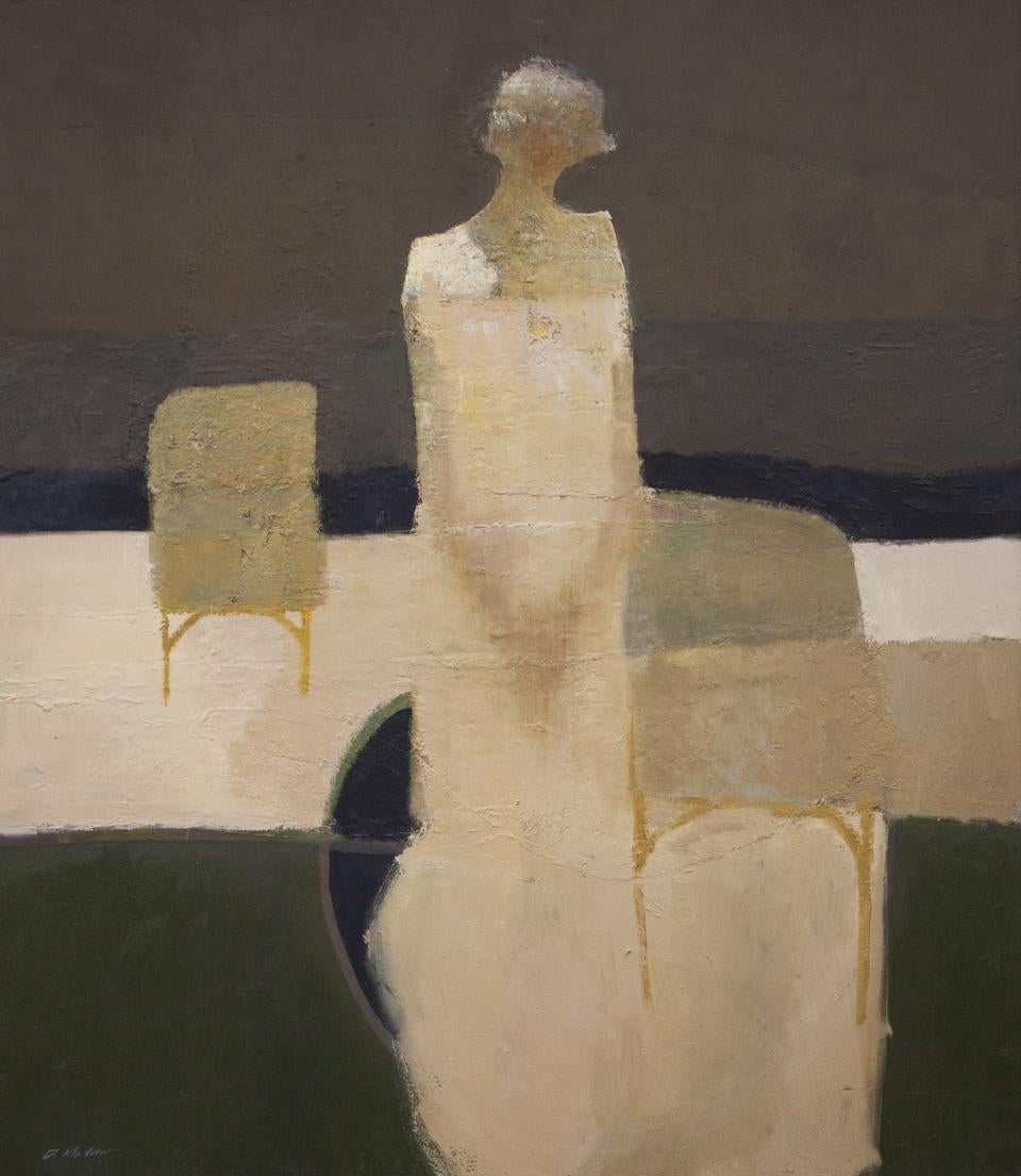 "Reverie" (2024) di Dan McCaw, ritratto astratto originale dipinto a olio