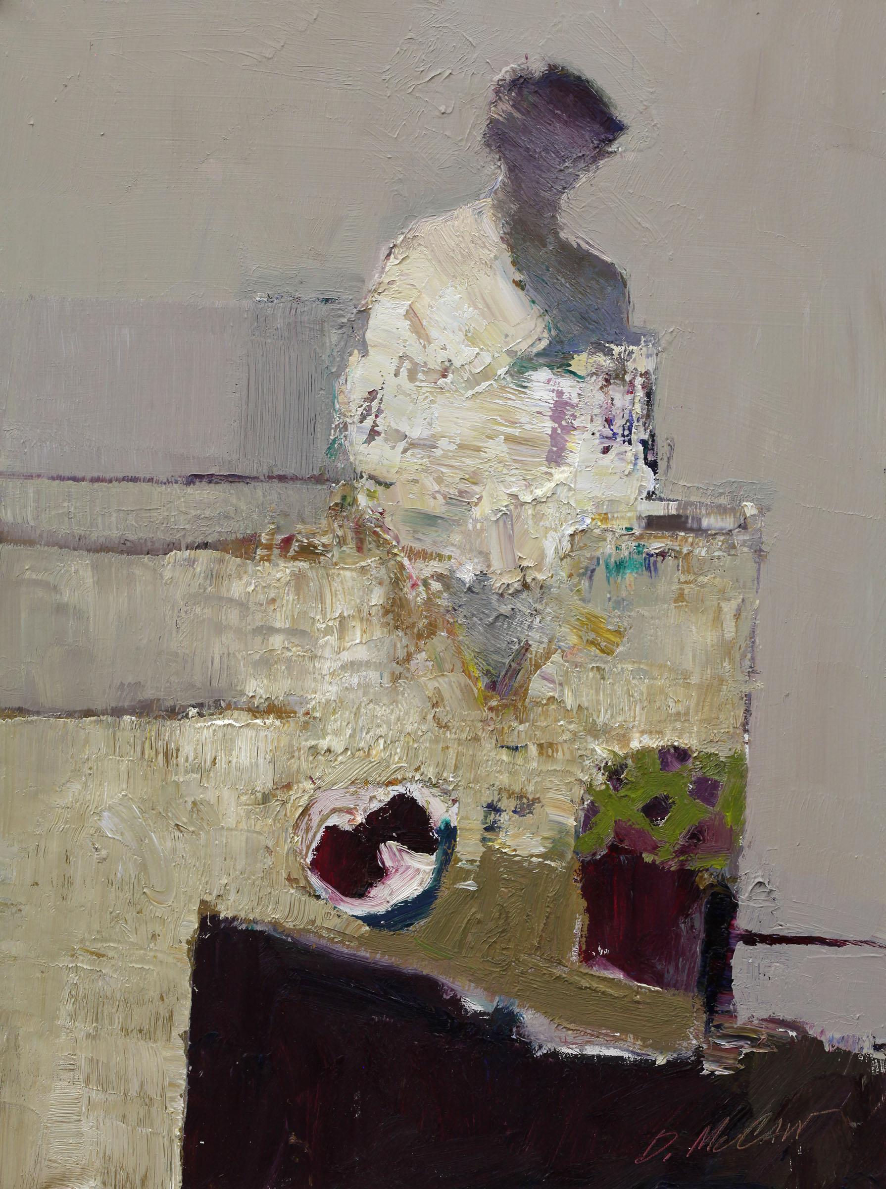 Dan McCaw Figurative Painting – „Sitzende Figur“, Ölgemälde