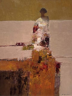 "Waiting" (2025) by Dan McCaw, Abstracted, Figural Oil Painting
