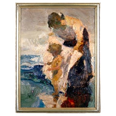 Vintage Dan Mccaw Drying Off #2 Signed Contemporary Impressionist Figurative Oil Paint