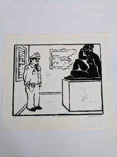 Grabado en linograbado -- Guardando a Maillol