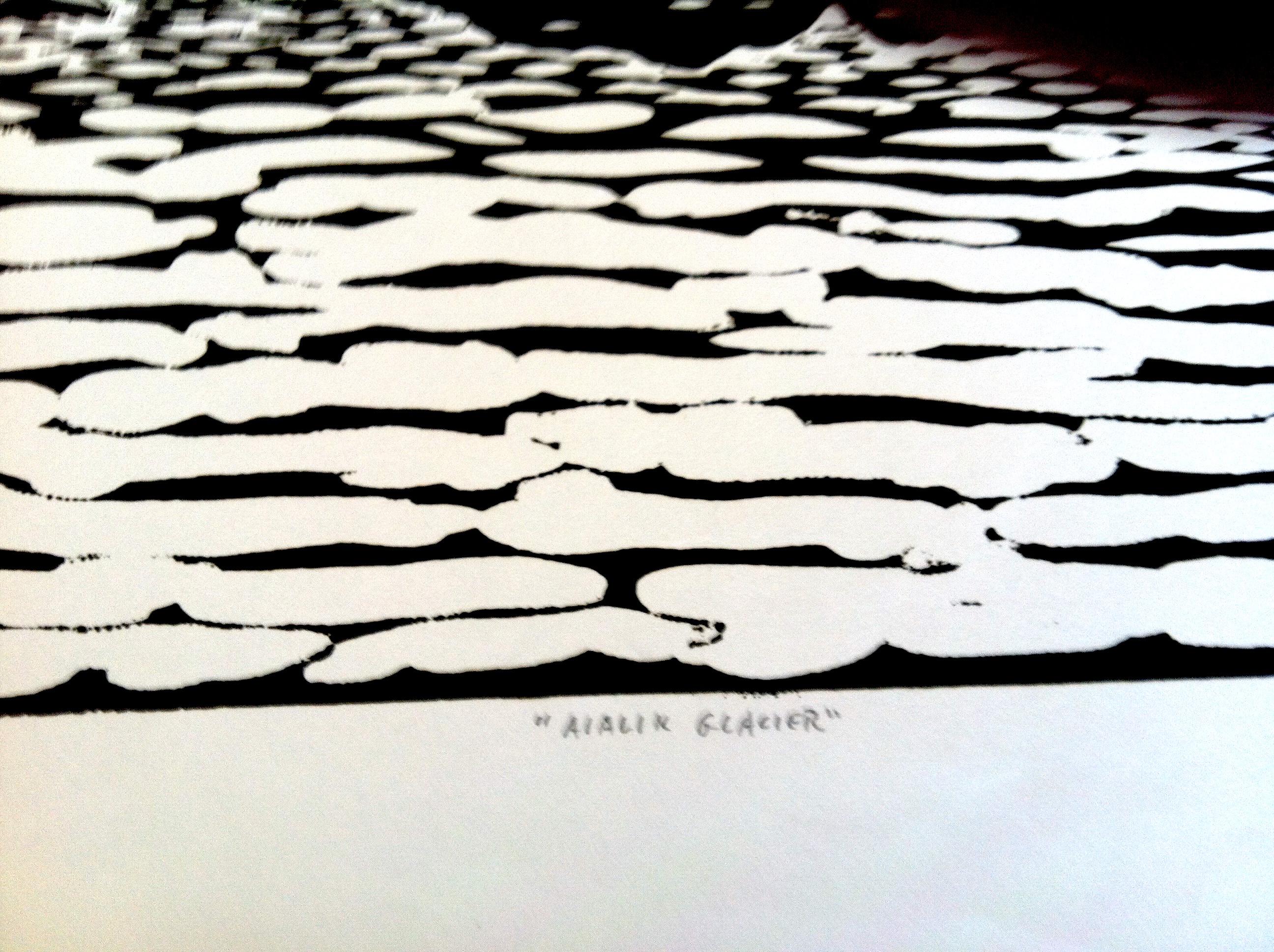 Linocut on Paper -- Aialik Glacier - Print by Dan Mehlman
