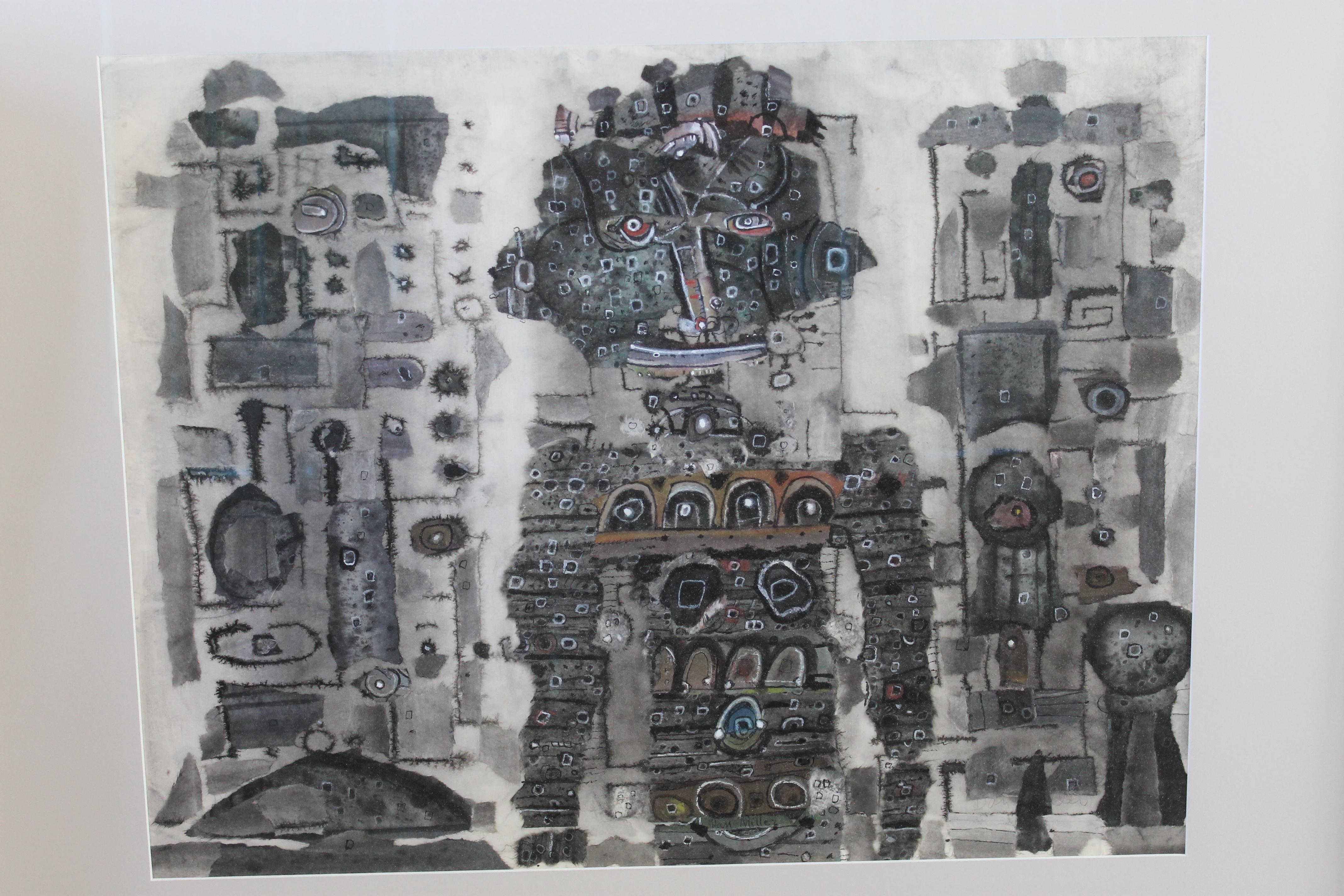 Dan Miller Gemälde in Mischtechnik Stammesroboter (amerikanisch) im Angebot