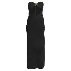 Dan More Black Knit Cutout Panther Bow Neckline Maxi Dress M