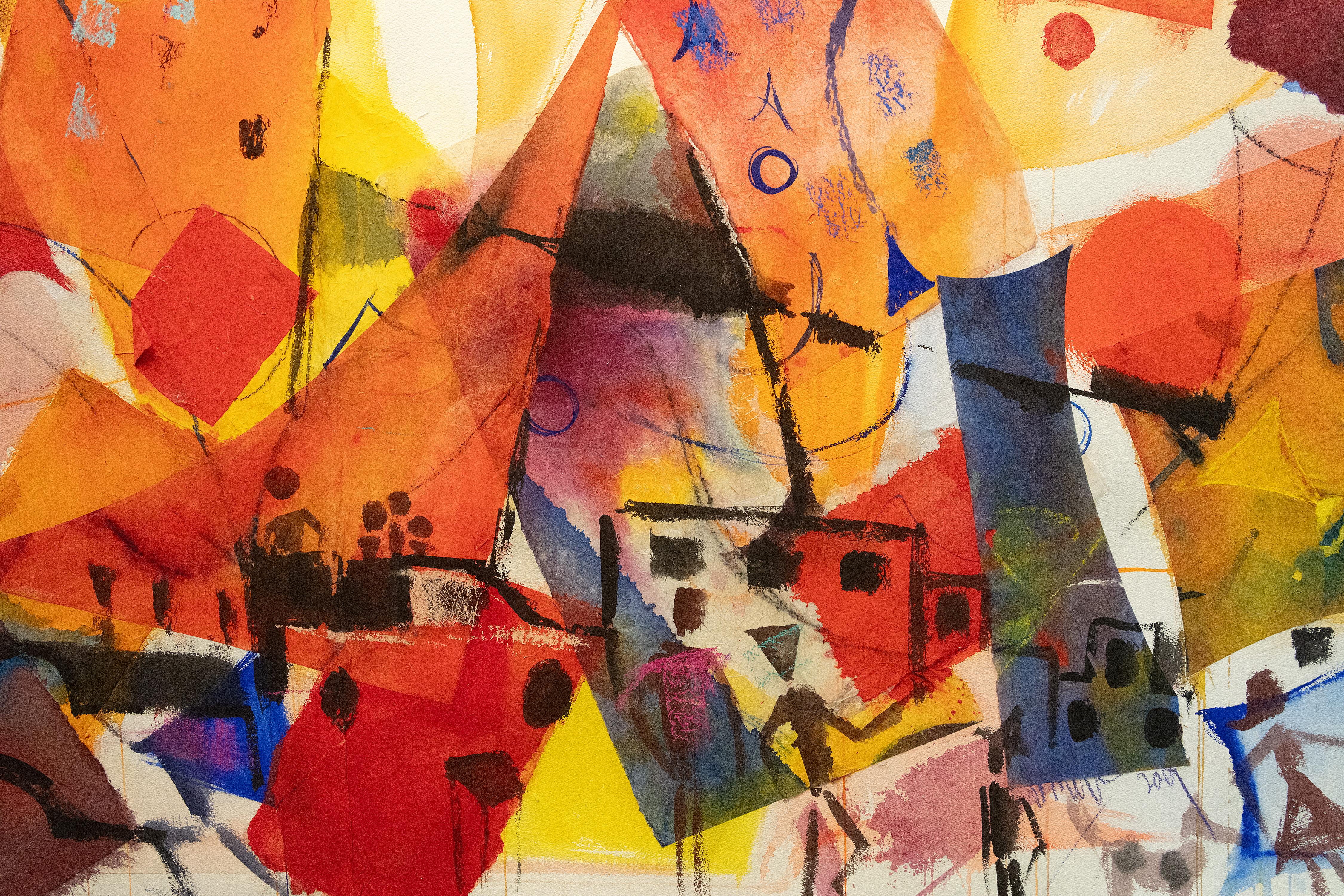 „City - New York“ Mixed Media-Aquarell signiert und datiert von Dan Muller 2009 im Angebot 1
