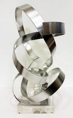 Dan Murphy 1985 Sculpture abstraite en forme de ruban sur une base en Lucite