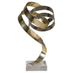 Dan Murphy Signed and Dated Gold and Chrome Colored Aluminum Abstract Sculpture