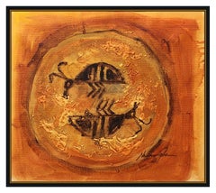 Dan Namingha Oil Painting On Canvas Native American Hopi Signed Framed Artwork