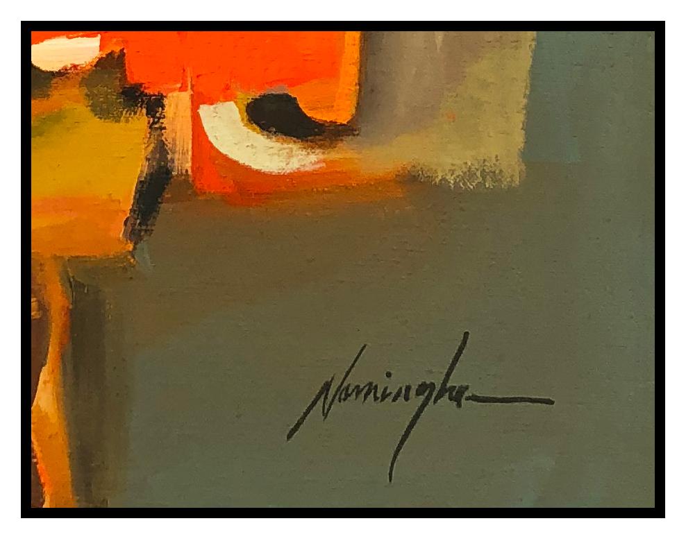 Dan Namingha Original Oil Painting On Canvas Signed Kachina Doll Abstract Art For Sale 1
