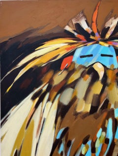 Aquila Kachina, dipinto, di Dan Namingha, verticale, marrone, rosso, nero, turchese