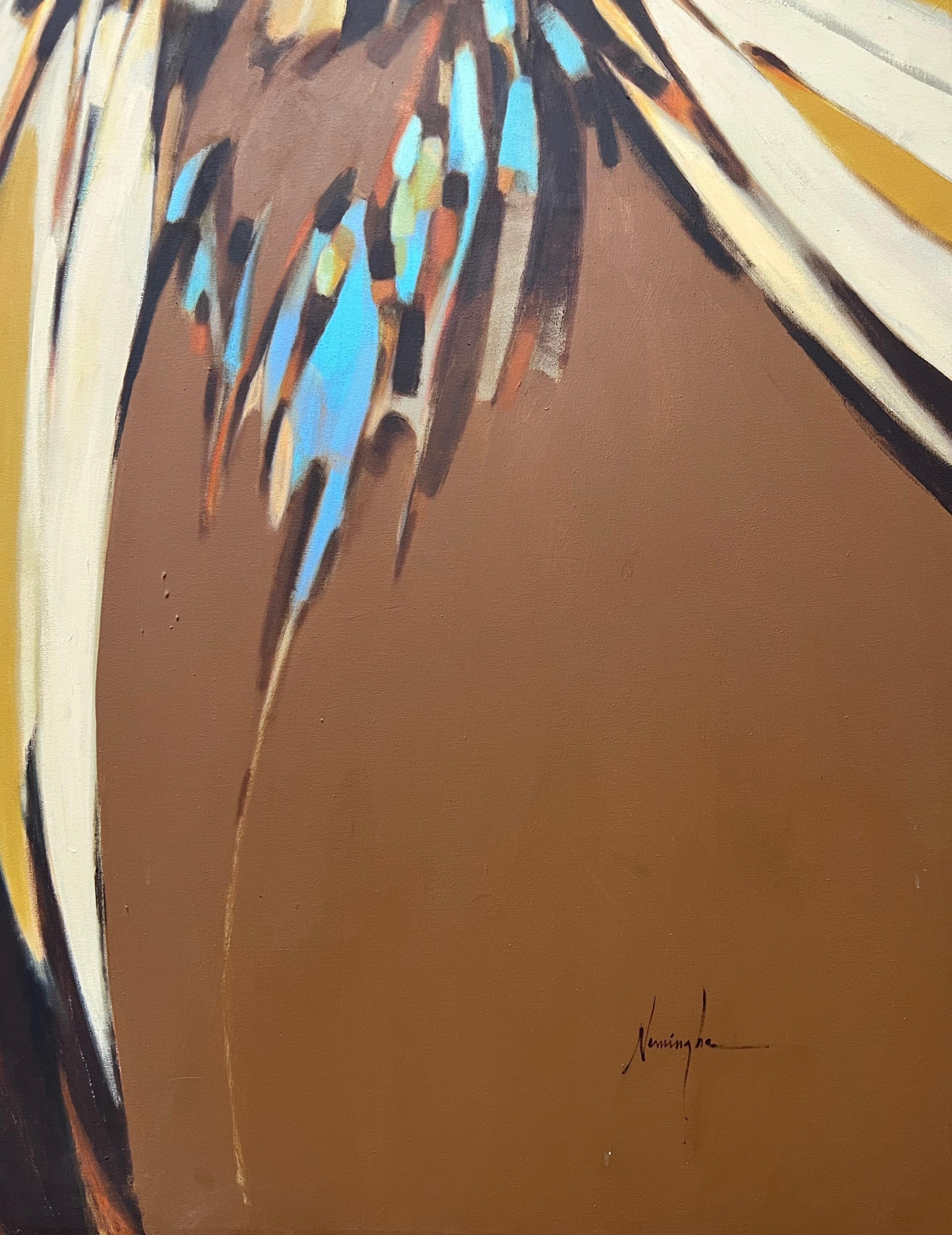 Peinture Eagle Kachina de Dan Namingha, verticale, marron, rouge, noir, turquoise en vente 3