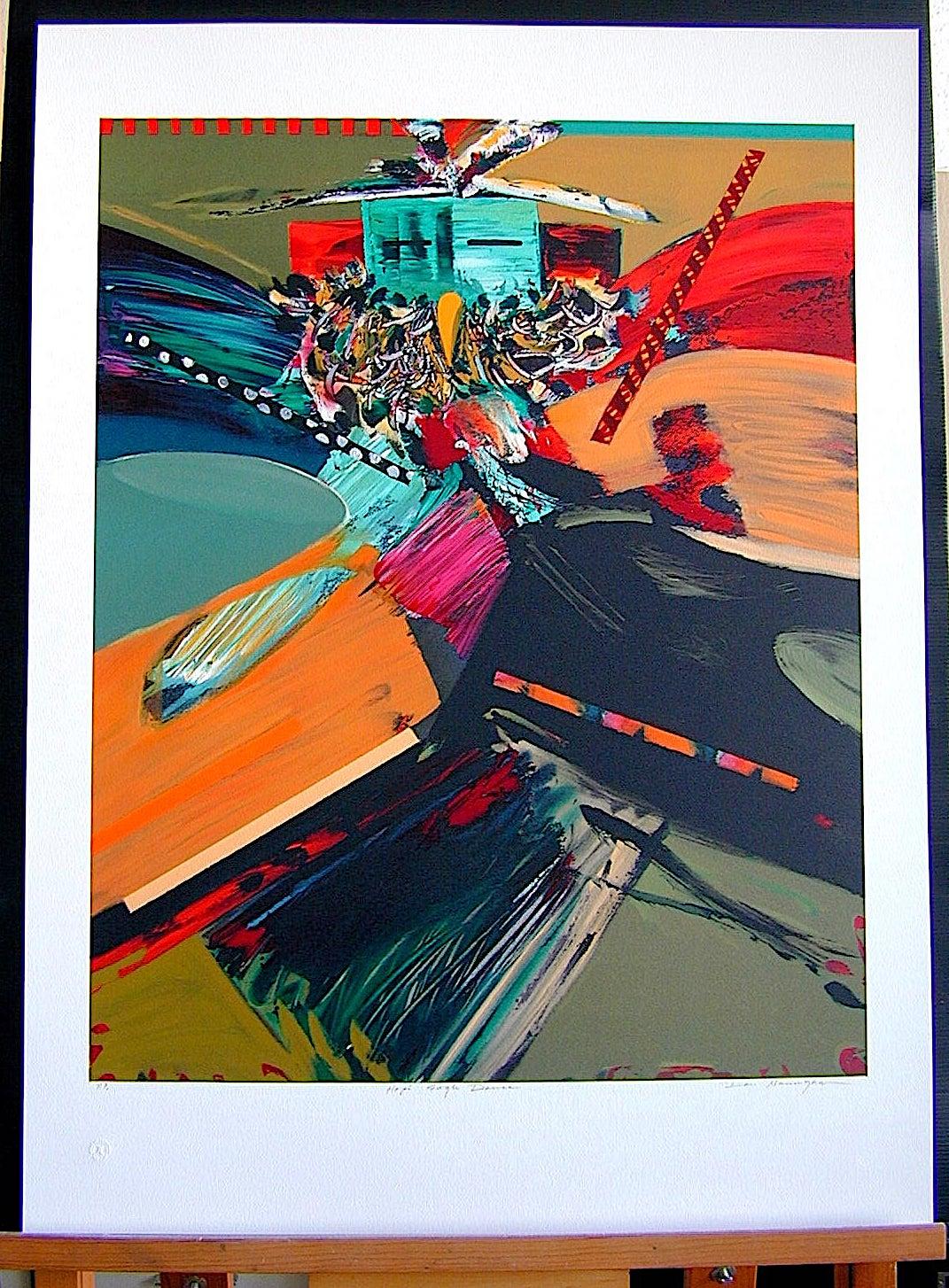 HOPI EAGLE DANCE Signed Lithograph, Abstract Dance Portrait, Native American - Contemporary Print by Dan Namingha