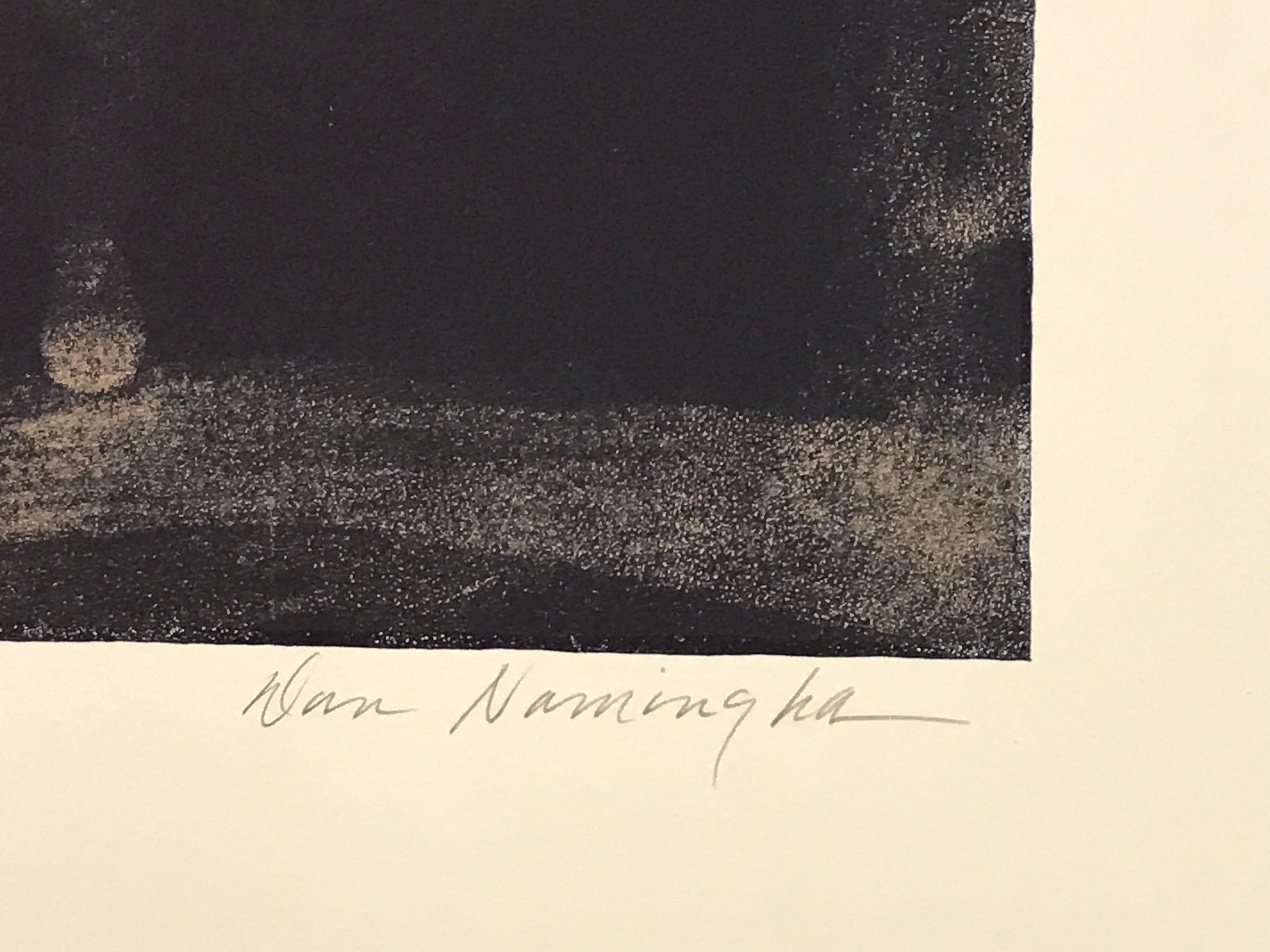 Mana (Fille), lithographie Hopi Kachina de Dan Namingha en noir et blanc en vente 2