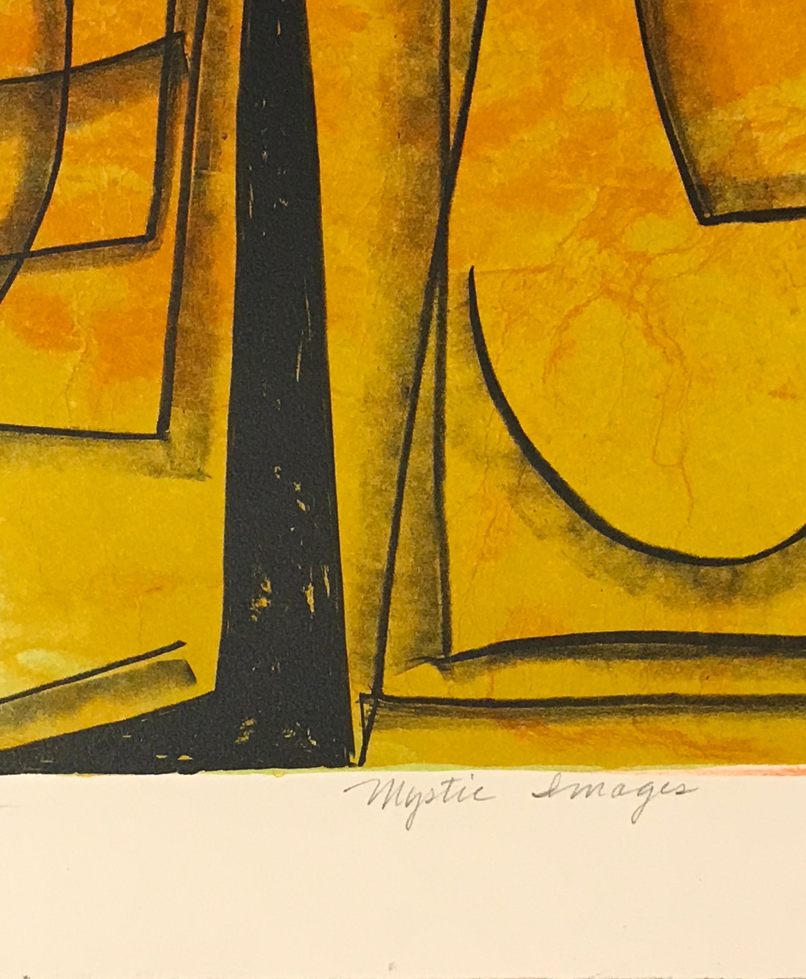 Mystic Images, Dan Namingha lithograph Hopi contemporary abstract Kachina images For Sale 1
