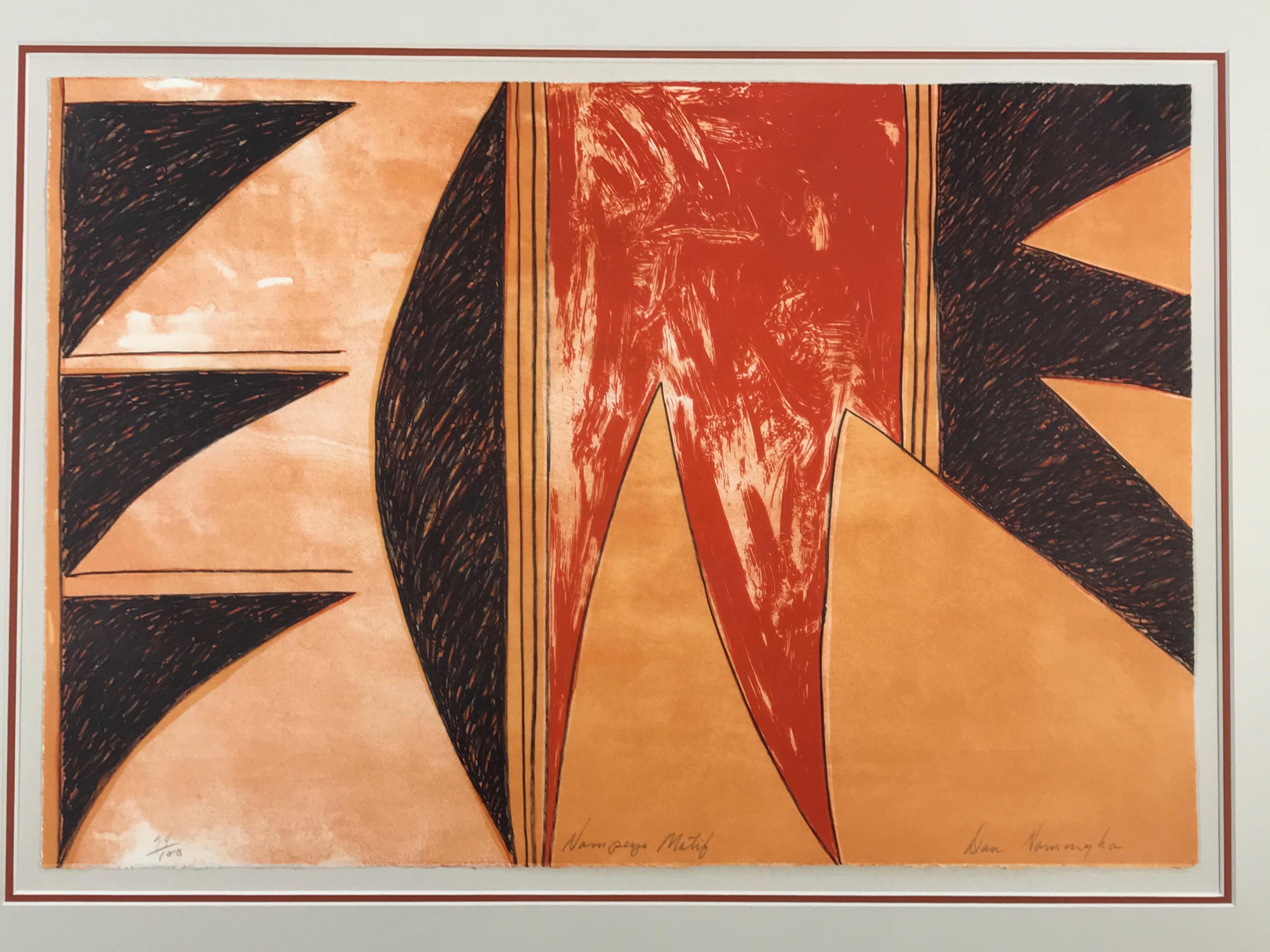 Nampeyo Motif, limited edition lithograph, Hopi, Tewa, pottery design, tan,red