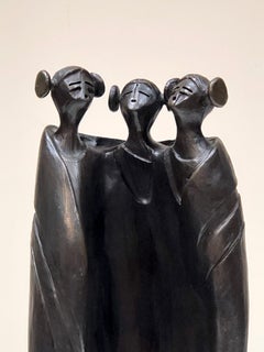 Chanting Maidens by Dan Namingha, bronze sculpture, kachina, Hopi, artist copy