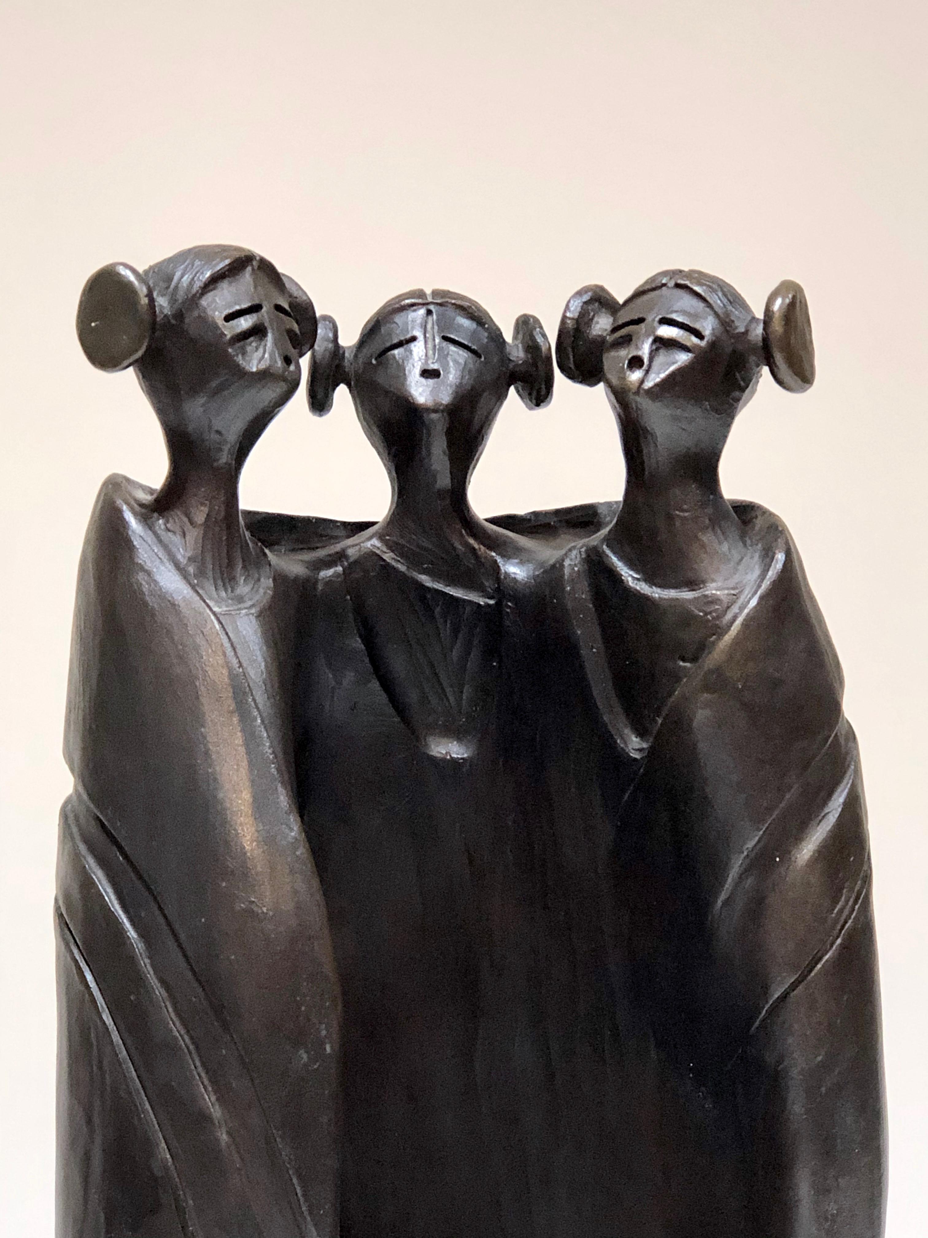 Chanting Maidens by Dan Namingha, bronze sculpture, kachina, Hopi, artist copy 

We present paintings, prints, and sculptures by Southwestern luminary, Dan Namingha. Our collection of his early lithographs are well-priced artistic gems that are