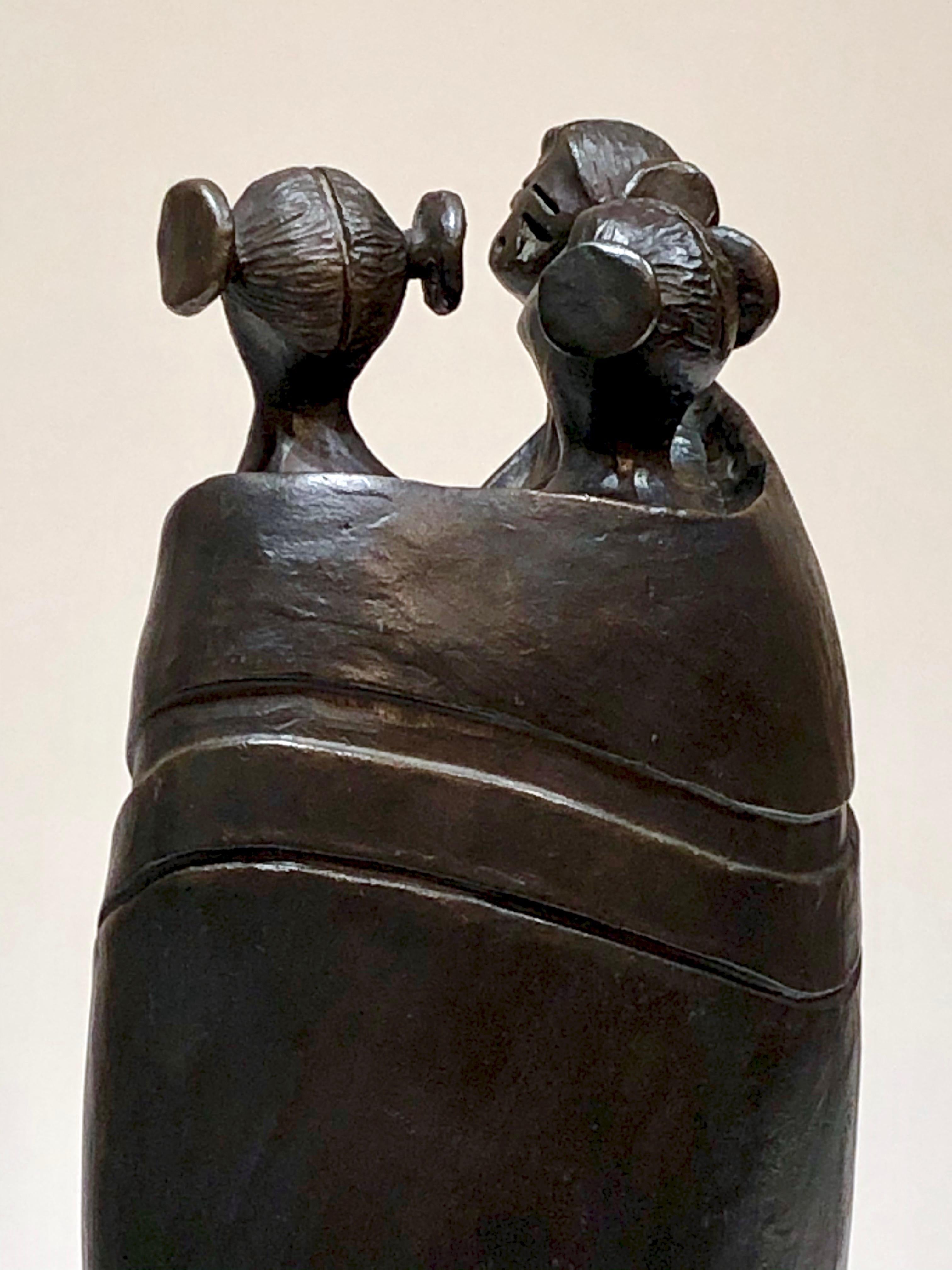 Chanting Maidens by Dan Namingha, bronze sculpture, kachina, Hopi, artist copy  4