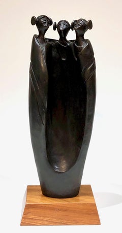 Chanting Maidens de Dan Namingha, sculpture en bronze, kachina, Hopi, copie de l'artiste 