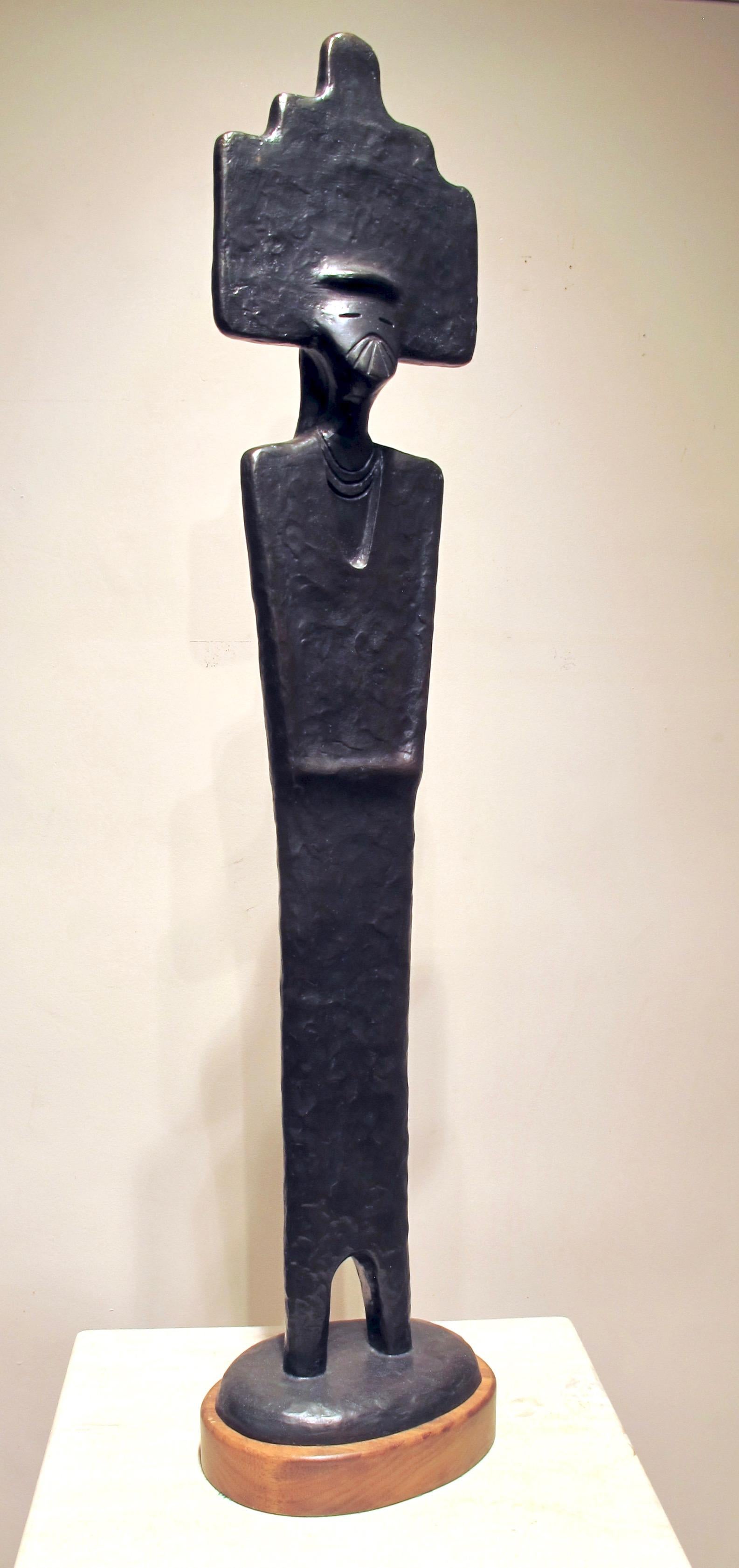 Hesot Kachin Mana de Dan Namingha, bronze kachina Hopi brun