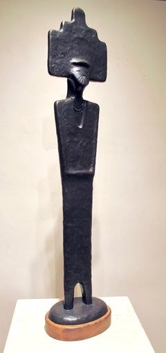 Hesot Kachin Mana, by Dan Namingha, bronze, kachina, Hopi, brown, sculpture