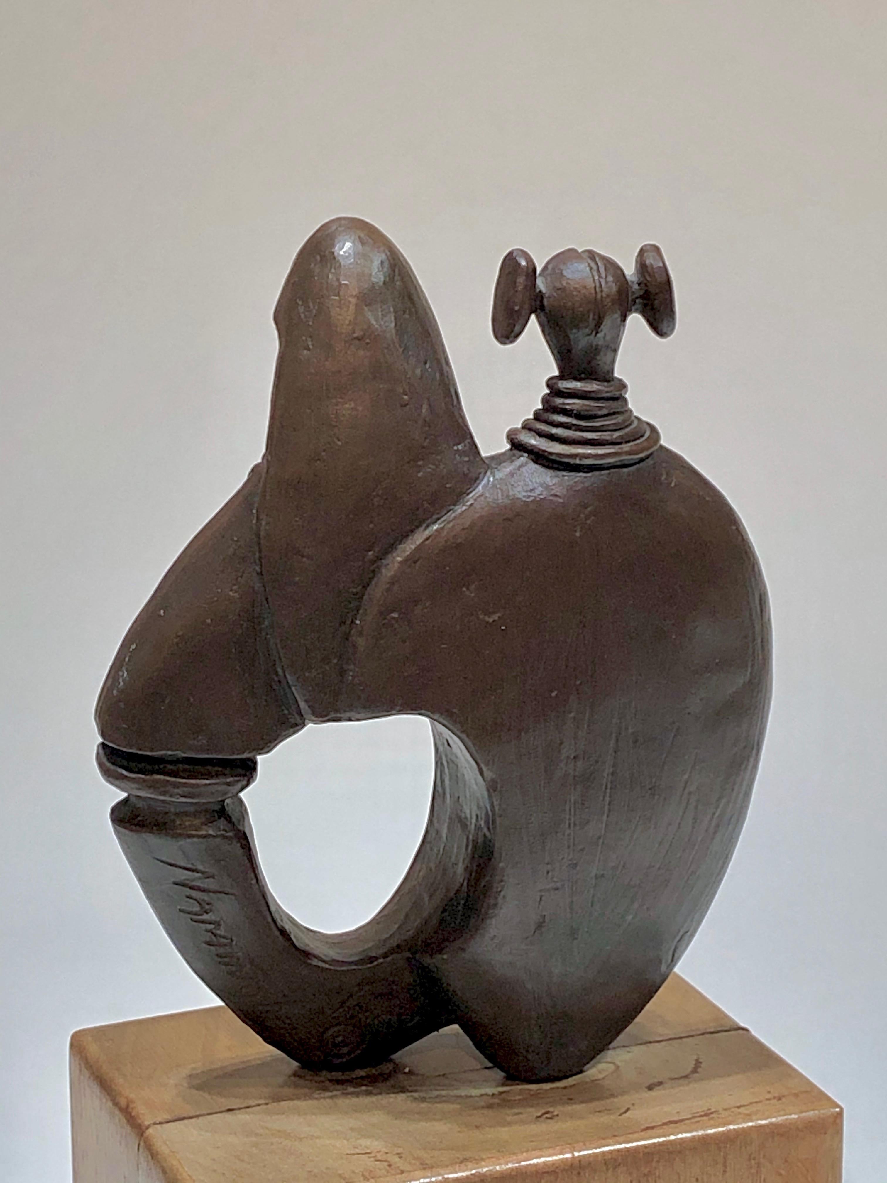 Kachina Man and Woman bronze sculpture by Dan Namingha, Hopi, Kachina, brown For Sale 4