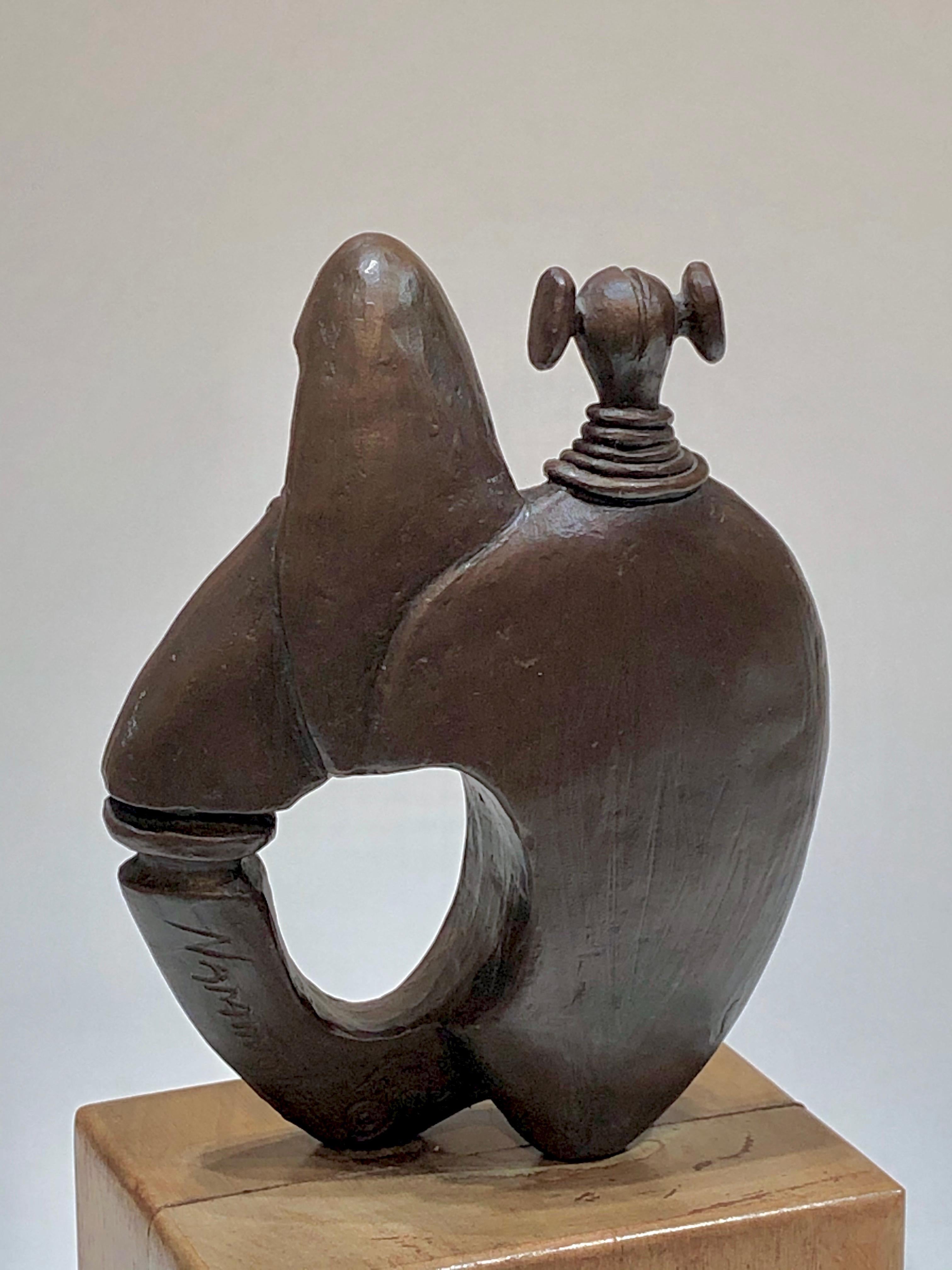 Kachina Man and Woman bronze sculpture by Dan Namingha, Hopi, Kachina, brown 4