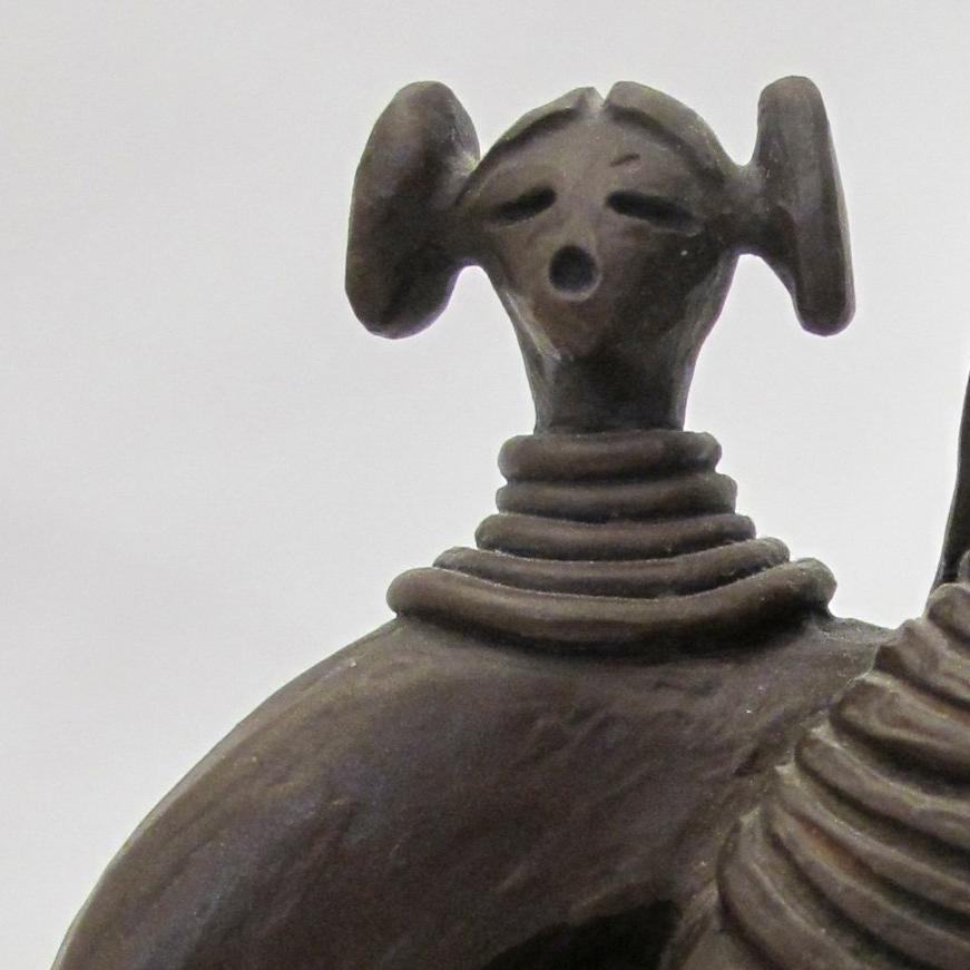 Kachina Man and Woman bronze sculpture by Dan Namingha, Hopi, Kachina, brown For Sale 1