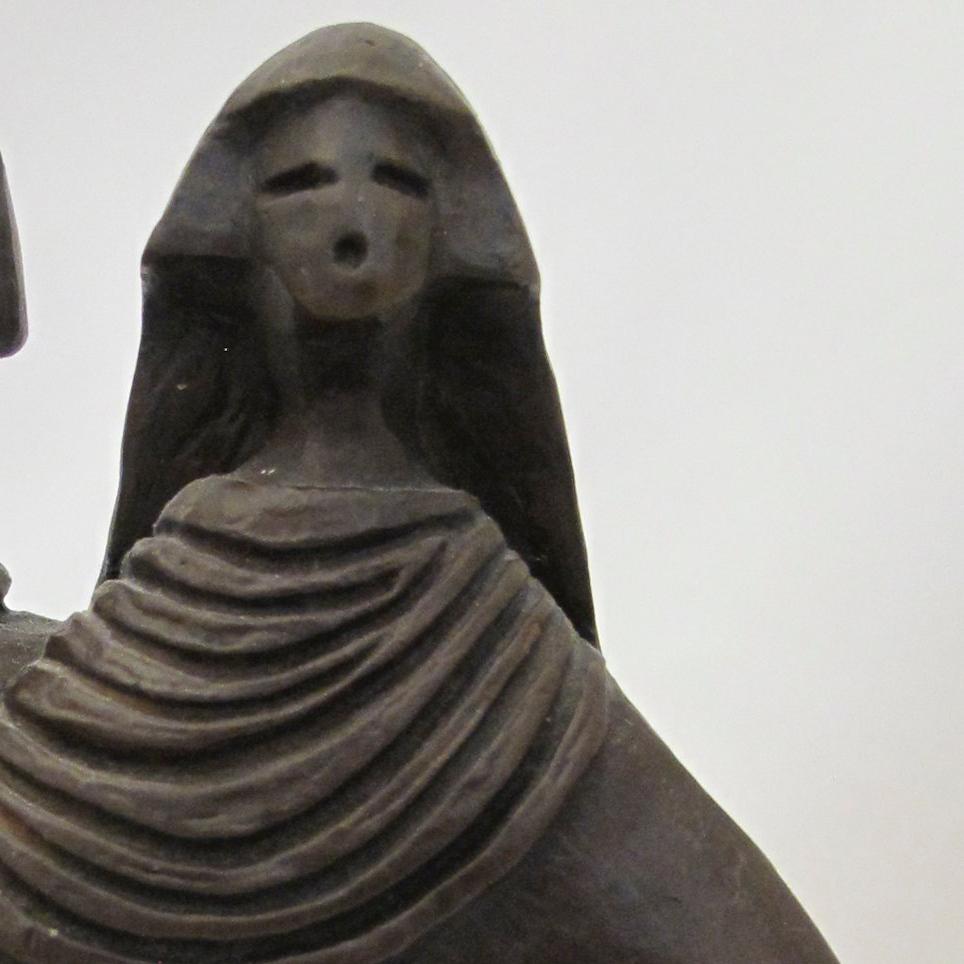 Kachina Man and Woman bronze sculpture by Dan Namingha, Hopi, Kachina, brown 2