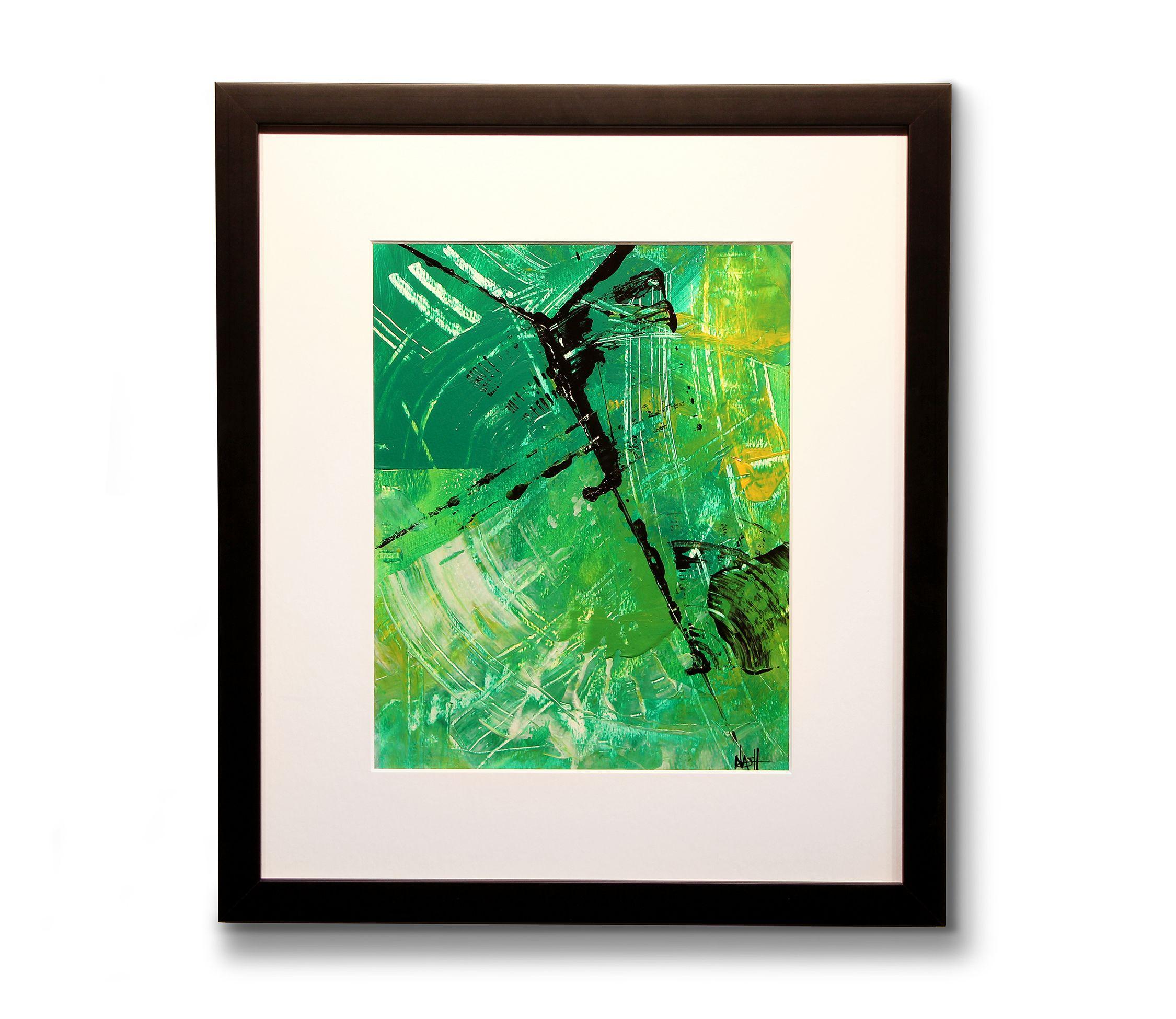Original acrylic, abstract painting created on paper. Custom framed with white matte. (matte colour in photo is not completely accurate).  Note* Shipping to International locations 'Everywhere Else' is an estimate only.  Please contact Zatista for a