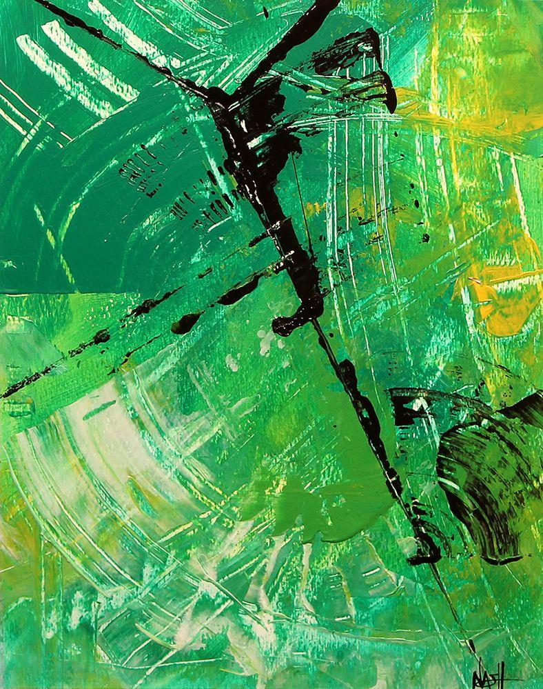 Abstract Painting Dan Nash Gottfried - « Approached », peinture, acrylique sur papier