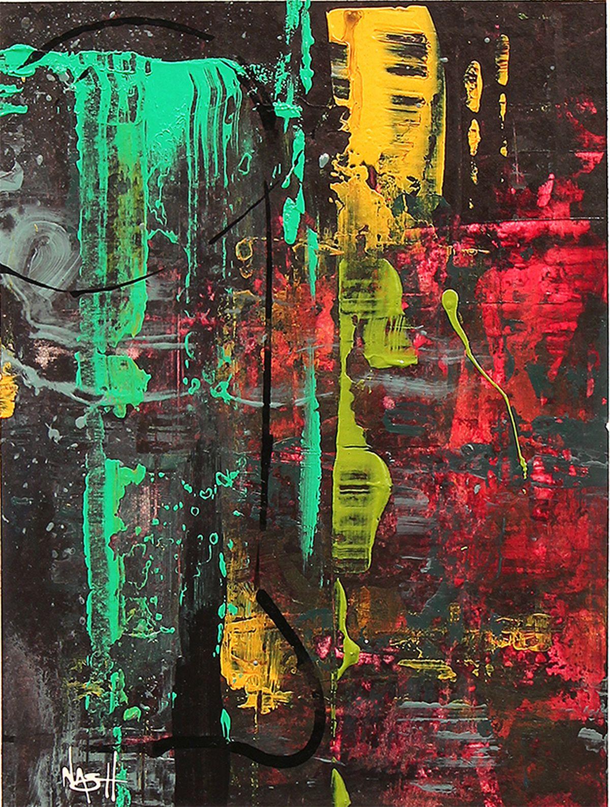 Abstract Painting di Dan Nash Gottfried - 'Cascate di colore', Pittura, Acrilico su carta