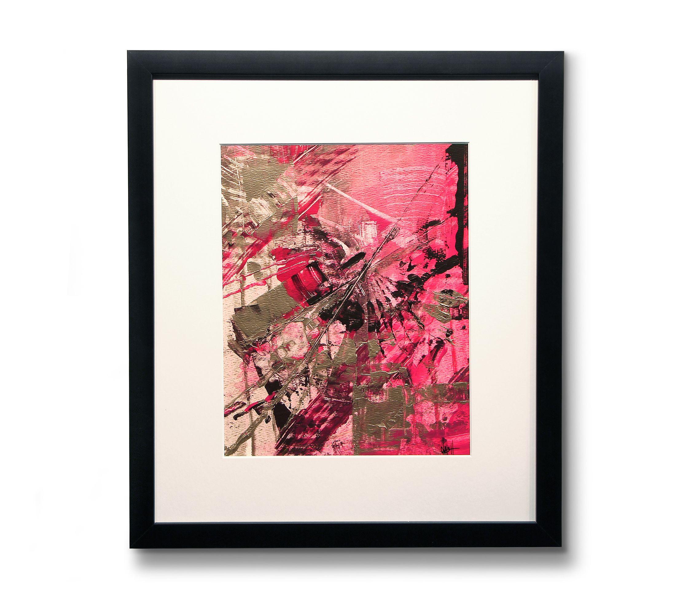 Original acrylic, abstract painting created on paper. Professionally custom framed with Black wood frame and white matte.  Note* Shipping to International locations 'Everywhere Else' is an estimate only.  Please contact Zatista for a shipping quote