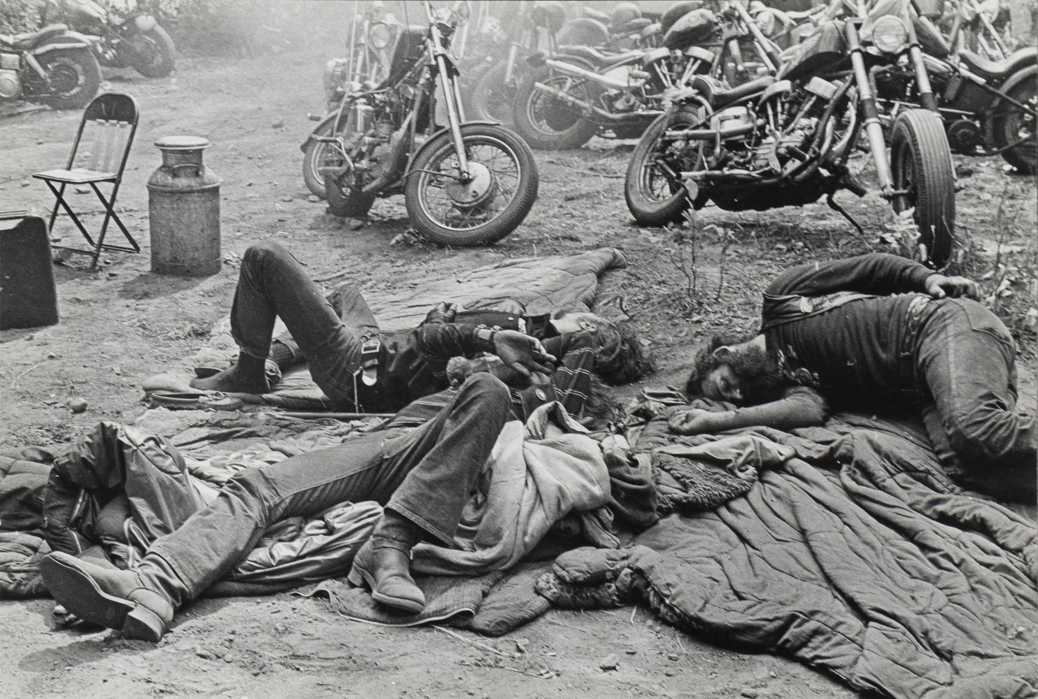 Hangovers Biker Convention, a black and white photograph by Dan Nelken