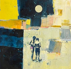 Inspecting Fishing Lines - Textured modern style painting with two young boys